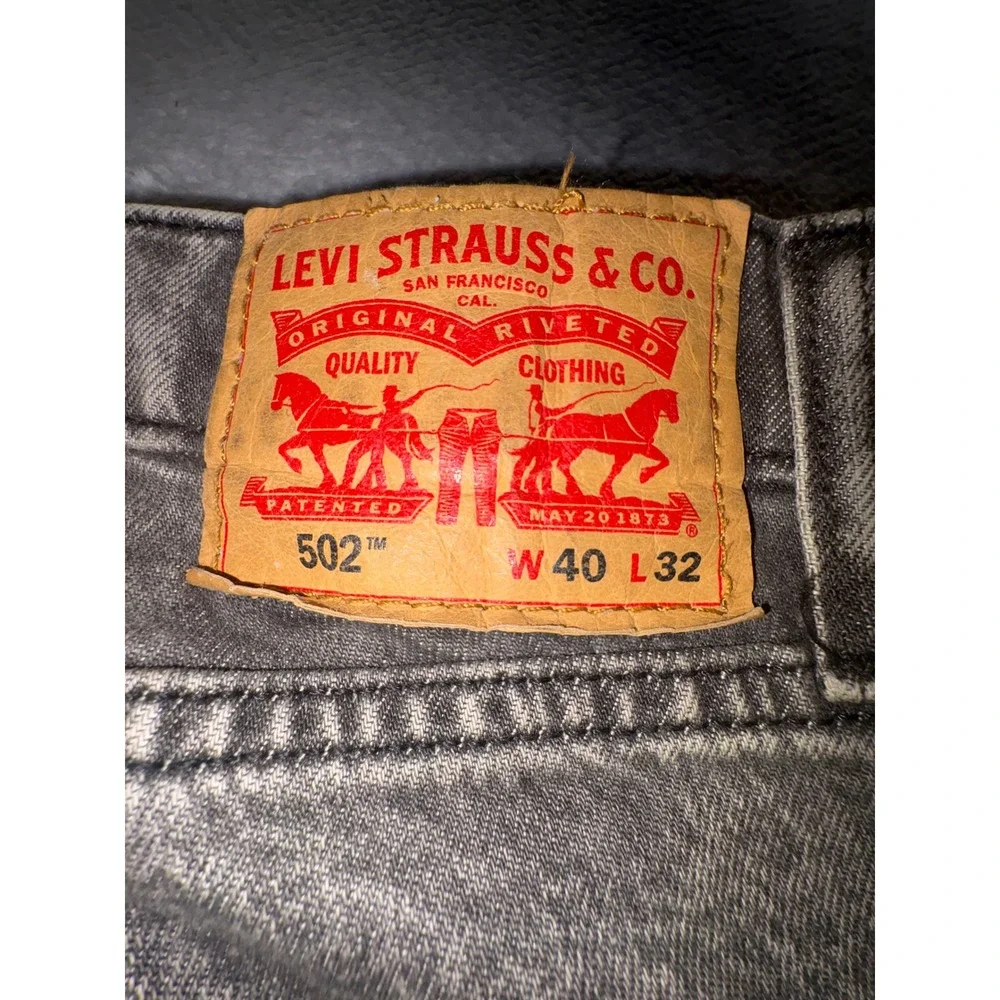 (A8) Levis 502 Regular Fit Tapered Grey Denim Jeans Mens 40x32 Gray Wash